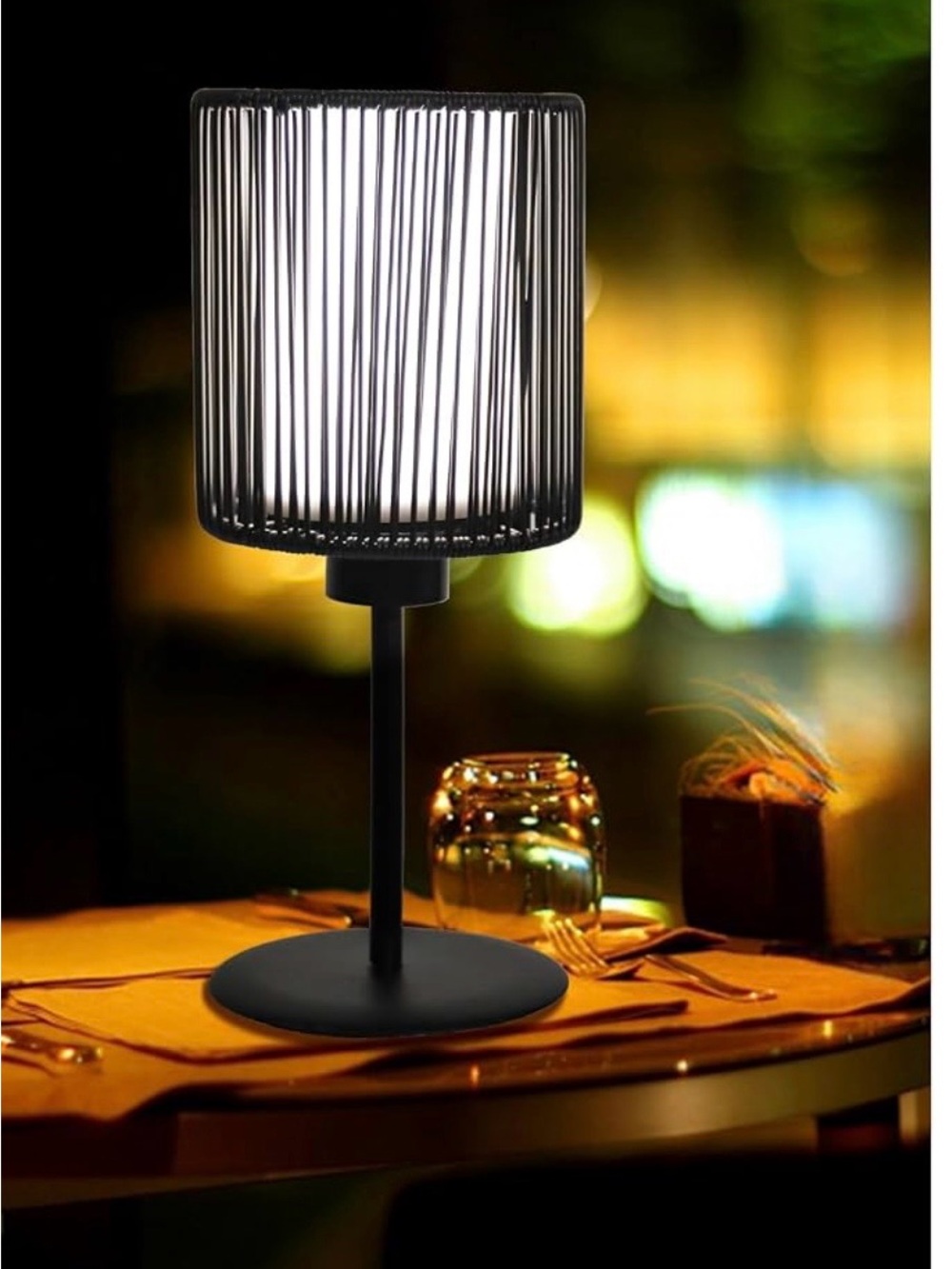 Modern Black Solar Table - Camping Light